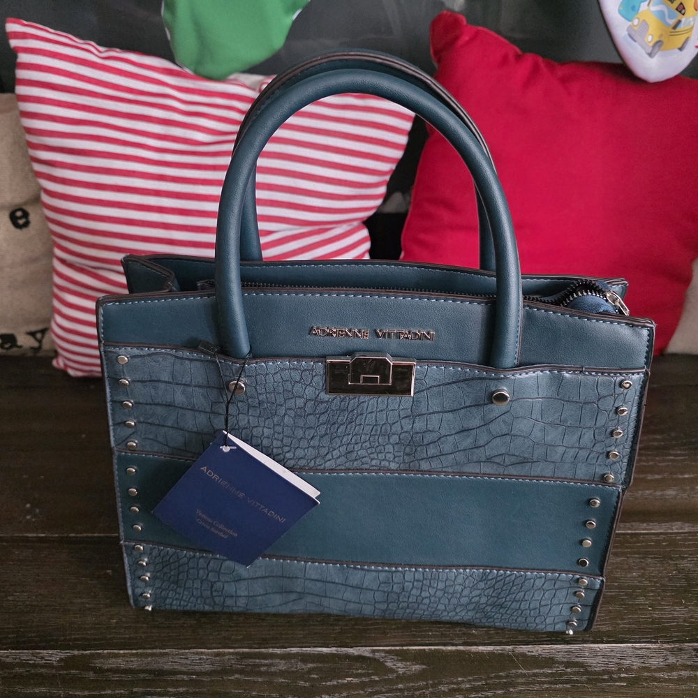 Adrienne Vittadini tote with a Faux Leather crocodile-embossed finish - Picture 1 of 15